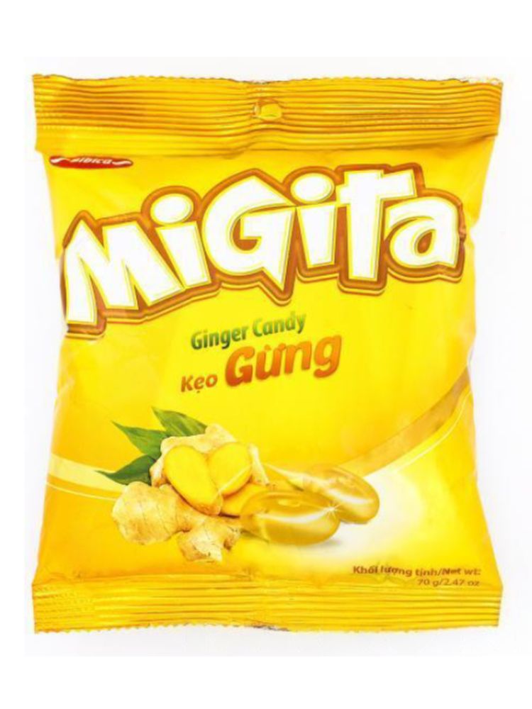 Конфеты леденцовые Bibica Migita со вкусом имбиря 70 г x 4 шт