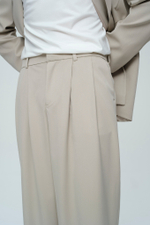 Брюки широкие | grey-beige