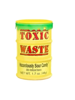 Кислые леденцы Toxic Waste Sour Candy Желтая бочка