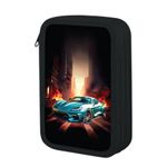 Пенал ЮНЛАНДИЯ, 3 отделения, картон с эффектом soft-touch, 19х11 см, "Fire car", 272267