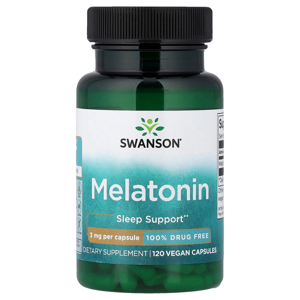 Swanson Vitamins, мелатонин, 3 мг, 120 веганских капсул