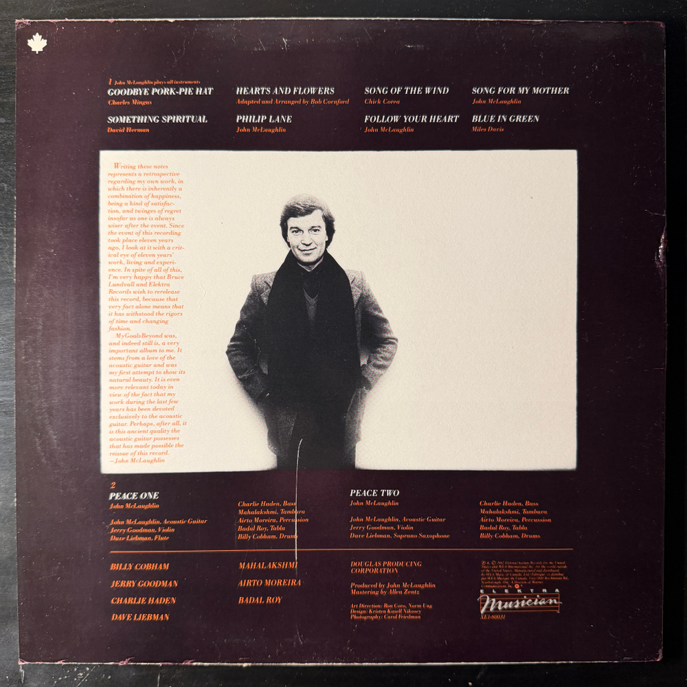 John McLaughlin ‎– My Goals Beyond (Канада 1982г.) Т