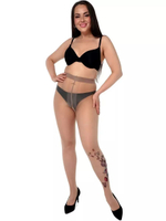 Колготки +size с разноцветными бабочками на левой ножке (Размер: XL-XXL-XXXL) (Цвет: бежевый)
