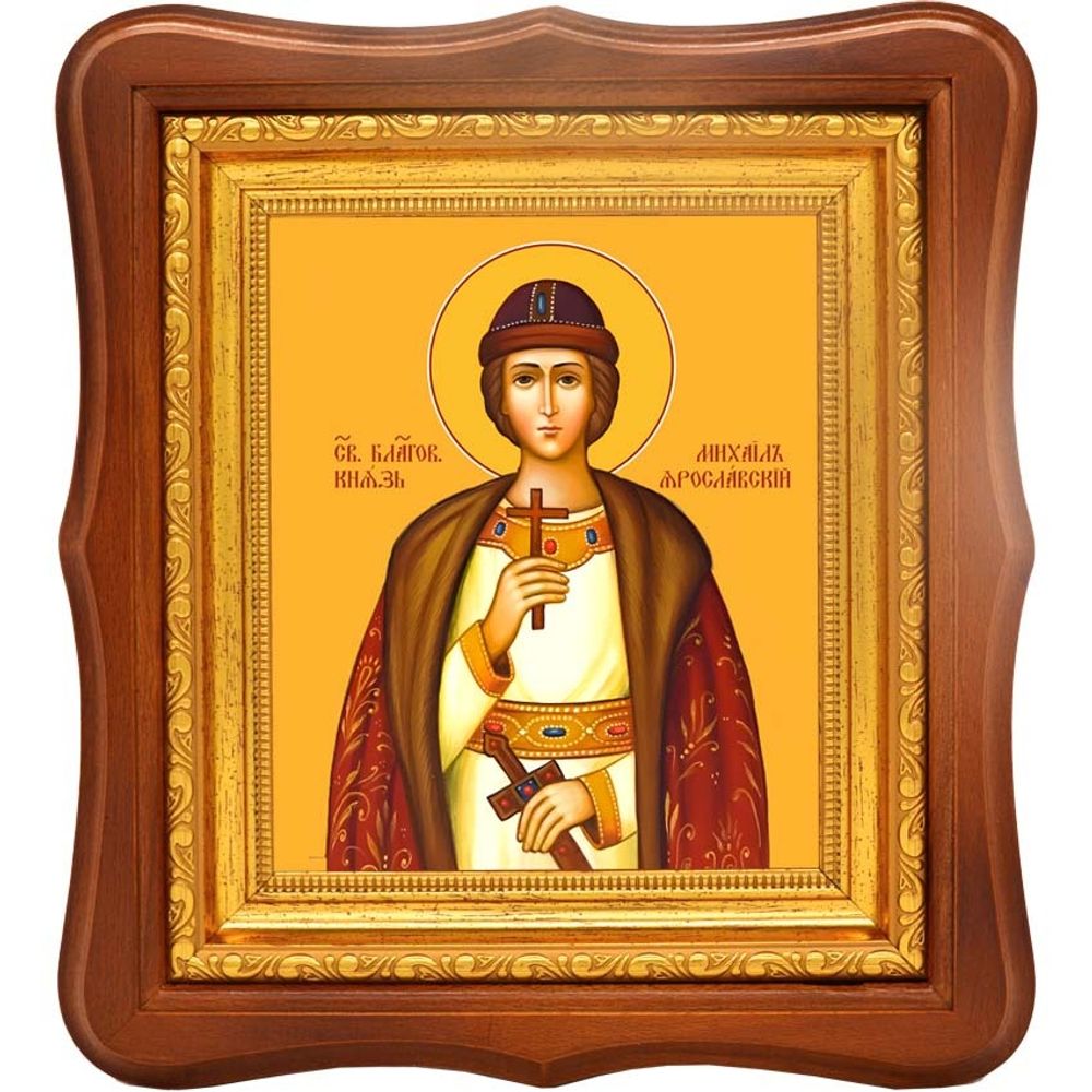 Михаил Феодорович Ярославский благоверный князь. Икона на холсте.