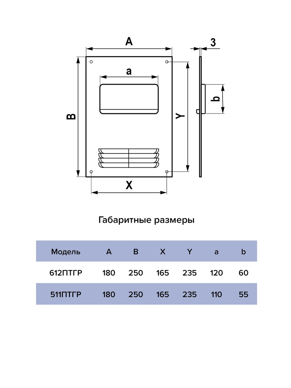 Площадка торцевая ПТГР фланец 55х110 горизонтальная решетка 180х250 пластик ERA