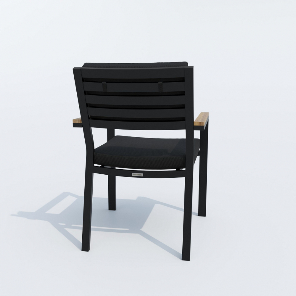 Обеденная группа Ideal Patio КАНА  БОНТА  каркас карбон, стол стекло 220, ткань черная