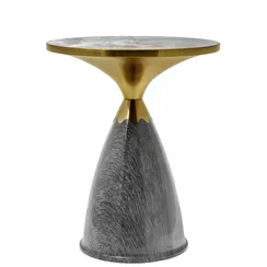 Кофейный столик Secret диам.40см x 54см, серый мрамор, металл, керамика