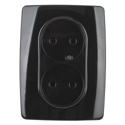 Розетка ЭРА Серия 12 12-2107-06 двойная без заземления 2X2P 16A-250В IP20 чёрный | Эра 12