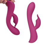 Бордовый вибромассажер-кролик 5 Silicone Bunny Love - 19,1 см. (Цвет: бордовый)