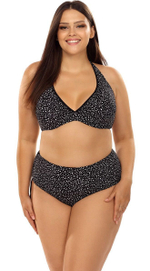 Раздельный купальник plus size в крапинку (Размер: 85D/42) (Цвет: черный)