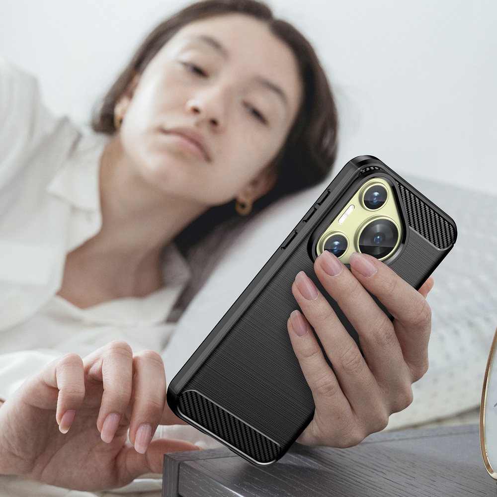 Мягкий защитный чехол в стиле карбон на Huawei Pura 70, мягкий отклик кнопок, серия Carbon от Caseport