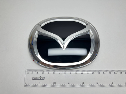 НЕТ - Логотип (шильдик, надпись, эмблема) "Mazda" 13см с фоном для крышки багажника / решетки радиатора / капота