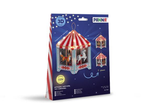 Набор для вышивания нитками Panna, Игрушка. Карусель, 16.5х19 см