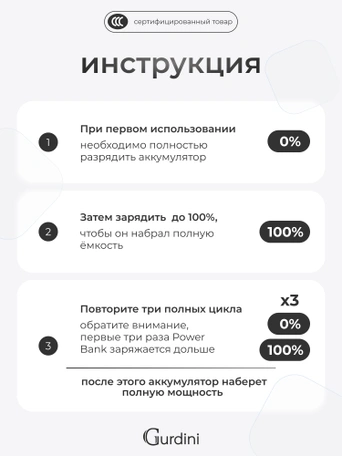 Внешний аккумулятор Gurdini Flow Power (CCC) 10000 mAh 20W ( built-in cables) USB-C/Lightning Dark Gray