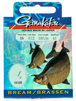 Крючки с поводком Gamakatsu BOOKLET BREAM 1010R разм. 16-0.12мм 100см 10шт.