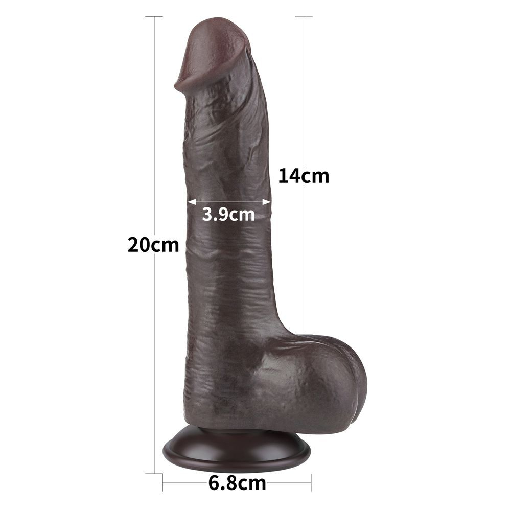 Коричневый фаллоимитатор-реалистик 8 Sliding Skin Dual Layer Dong - 20 см. (Цвет: коричневый)