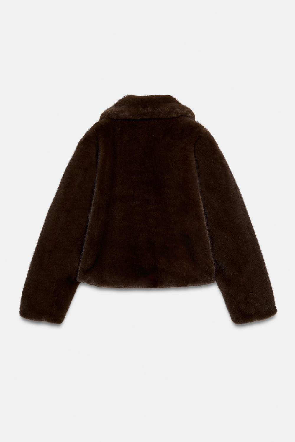 ZARA КОРОТКАЯ ШУБА ИЗ ИСКУССТВЕННОГО МЕХА, ТАБАЧНЫЙ