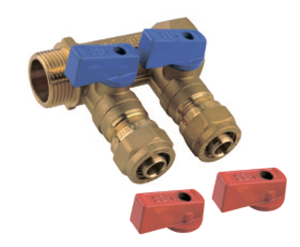 Коллектор с шар. краном  1" г/ш х 20ц-2 вых. ViEiR