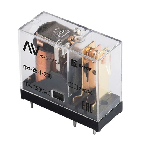Реле промежуточное РП slim 25/1 10A 230В AC EKF AVERES (10.00 шт.)