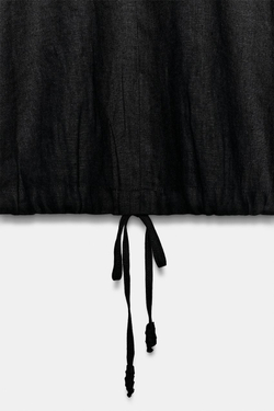ZARA ЛЬНЯНОЙ ТОП НА ШНУРКАХ — ZW COLLECTION, ЧЕРНЫЙ