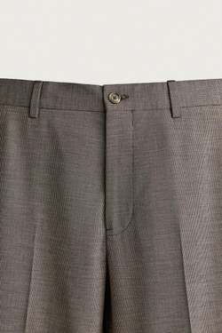 ZARA КОСТЮМНЫЕ БРЮКИ КЛАССИЧЕСКОГО КРОЯ С УЗОРОМ «ГУСИНАЯ ЛАПКА», РЫЖЕВАТО-КОРИЧНЕВЫЙ