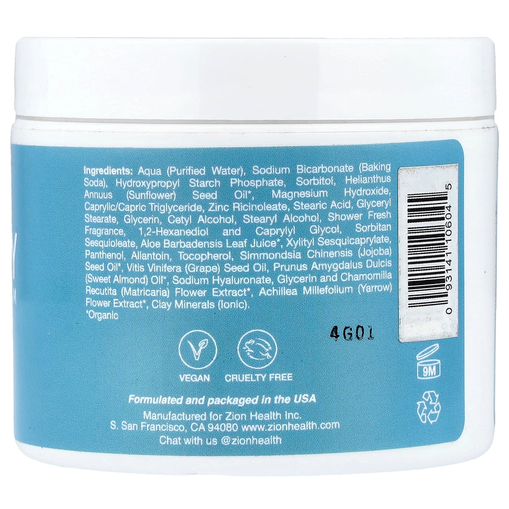 Zion Health, ClayDry, крем-дезодорант, свежесть для душа, 113 г (4 унции)