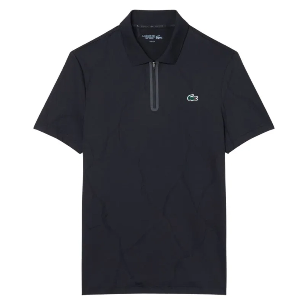Мужское теннисное поло Lacoste Ultra Dry Jacquard Crocodile Tennis - black