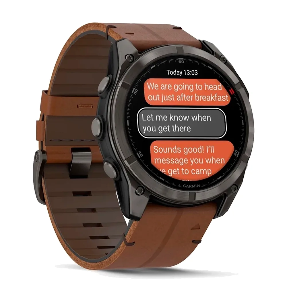 Умные часы Garmin Fenix 8 Pro, 51mm, Amoled Sapphire Titanium Carbon Grey Chestnut Leather (010-03199-40)