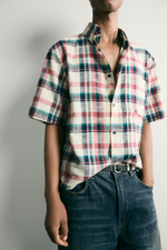 РУБАШКА RELAXED FIT С РЕЛЬЕФНЫМ УЗОРОМ В КЛЕТКУ — ZARA