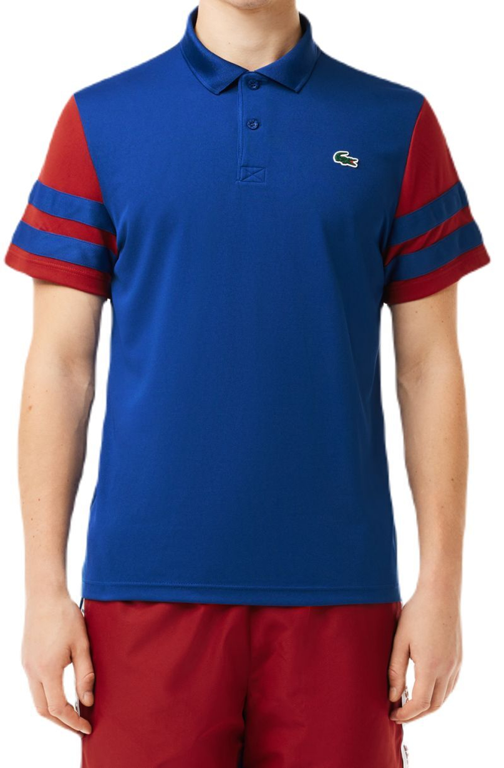Мужское теннисное поло Lacoste Ultra-Dry Colourblock Tennis Polo Shirt - темно-синий/бордо