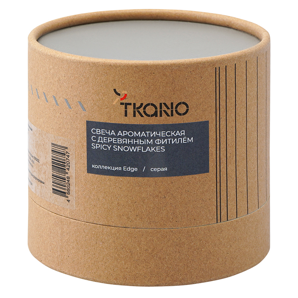 Свеча ароматическая Tkano Edge Spicy Snowflakes серая 60ч