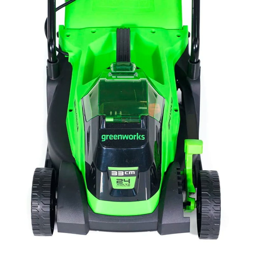 Газонокосилка аккумуляторная Greenworks Арт. 2516107UA, 24V, 33 см, бесщеточная, с 1хАКБ 2Ач и ЗУ