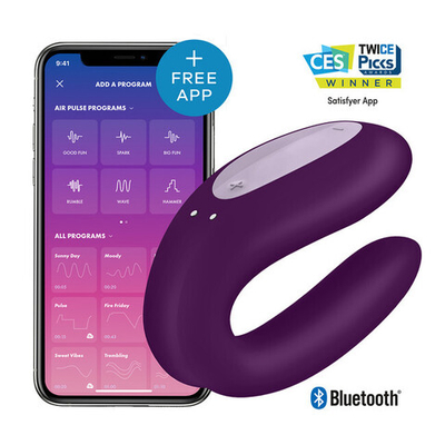 Парный вибратор Satisfyer Double Joy (синхронизируется со смартфоном) (Цвет: фиолетовый)