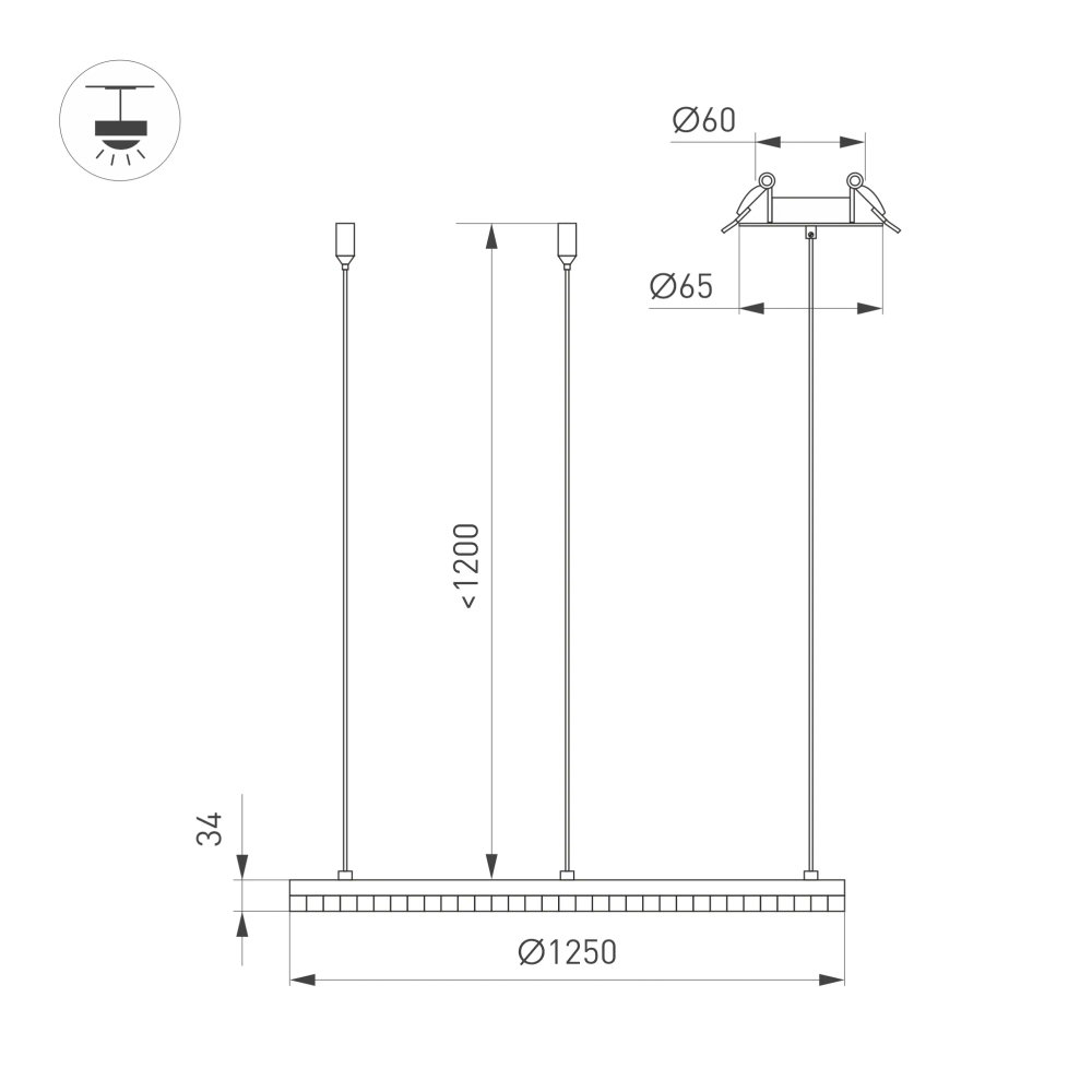 Светильник SP-DIAMOND-R1250-80W Warm3000 (WH, 45 deg, 230V, TRIAC) (Arlight, IP20 Металл, 5 лет) 055264