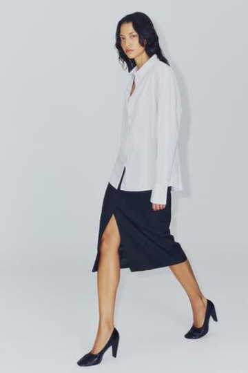 ZARA РУБАШКА В ПОЛОСКУ СО ШЛЕВКАМИ НА ТАЛИИ — ZW COLLECTION, БЕЛЫЙ