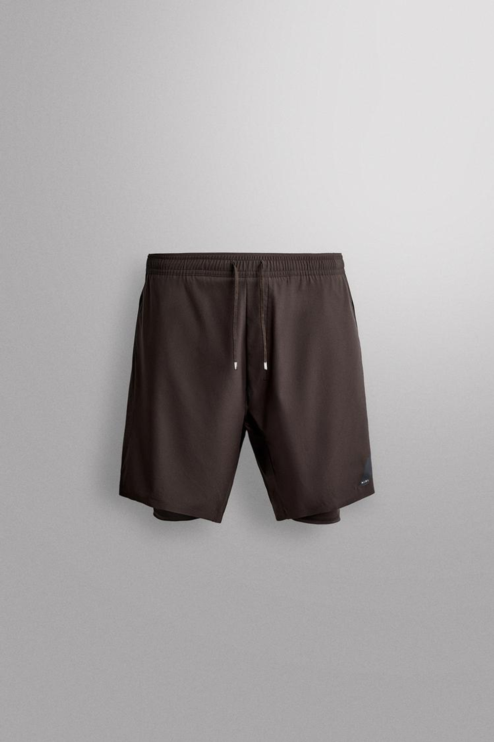 ZARA БАЗОВЫЕ СПОРТИВНЫЕ ШОРТЫ 2 В 1, КОРИЧНЕВЫЙ