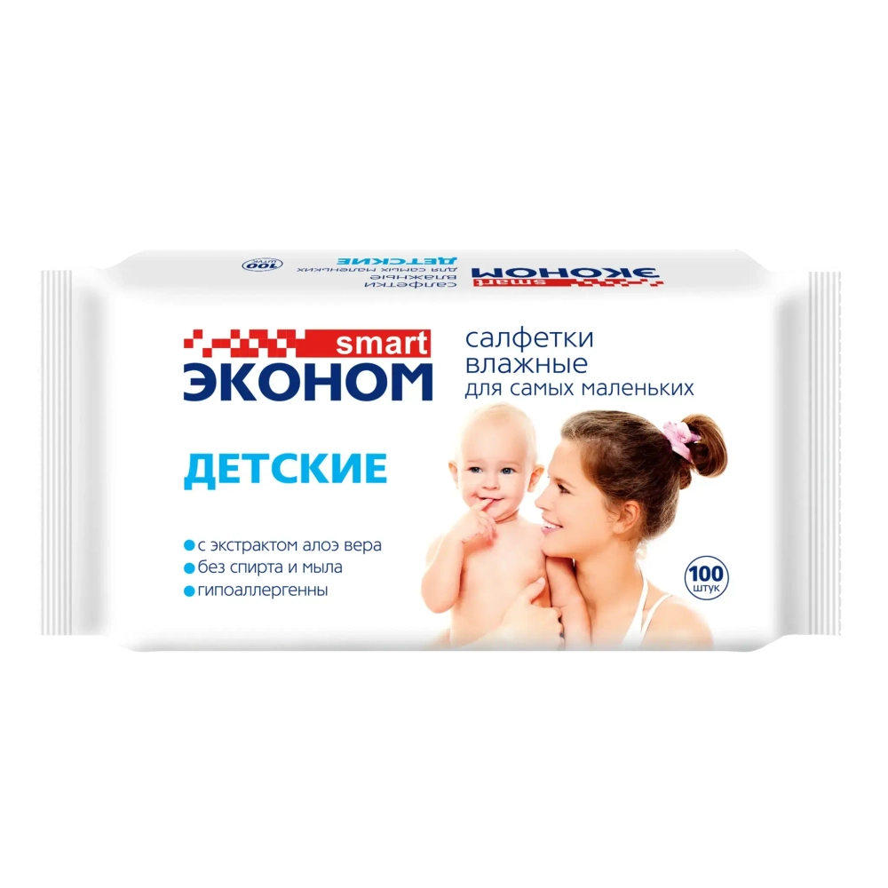 Салфетки влажные SMART Эконом детские100 шт
