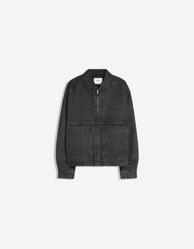 Мужской джинсовый бомбер с эффектом стирки - BERSHKA