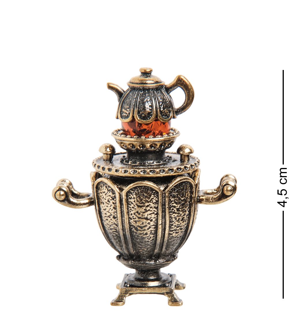 Народные промыслы AM-1283 Фигурка «Самовар» (латунь, янтарь)