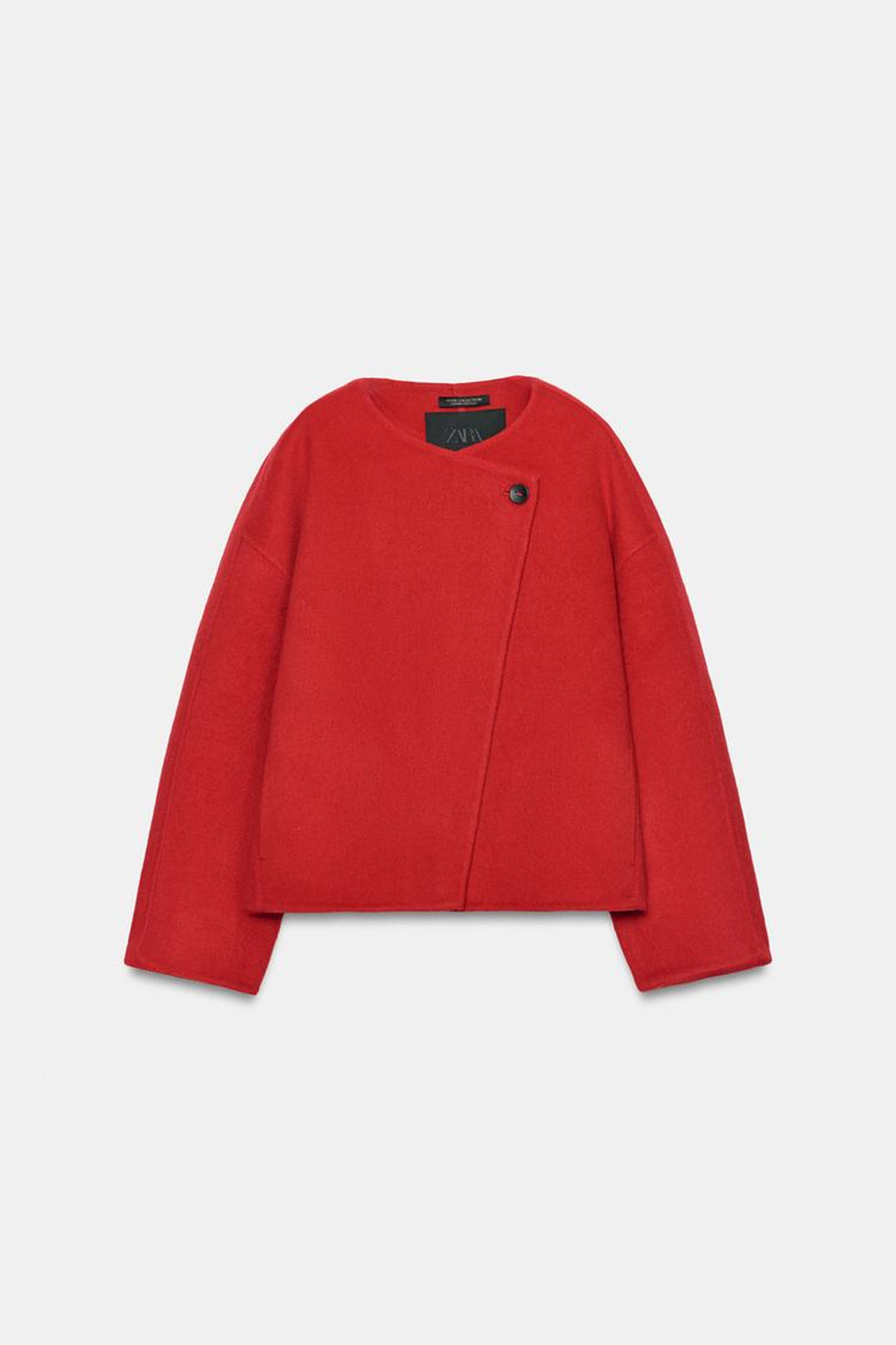 ZARA КОРОТКОЕ ПАЛЬТО ИЗ СМЕСОВОЙ ШЕРСТИ — ZW COLLECTION, КРАСНЫЙ