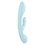 Голубой двусторонний вибратор-кролик 13см Satisfyer Triple Oh