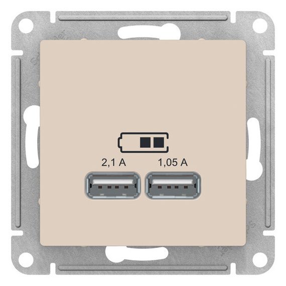 Розетка USB Systeme Electric ATLASDESIGN двойная 2100мА бежевая 35990