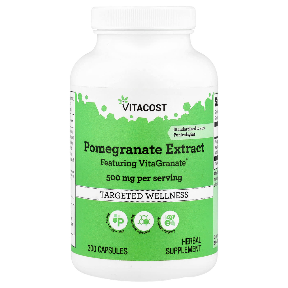 Vitacost, экстракт граната, 300 капсул (250 мг в 1 капсуле)