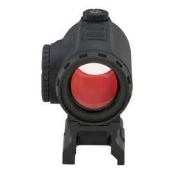 Коллиматор Gaut Tourmaline 1x25, закрытый, точка 2 МOA красная, Weaver - вид спереди с красным бликом