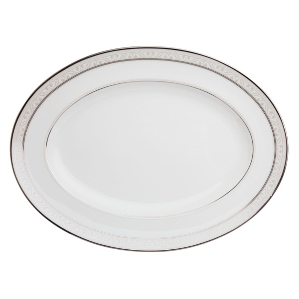 Блюдо овальное 31см Noritake Монтвейл с платиновым кантом