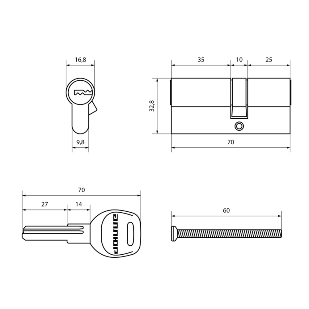 Цилиндр Аллюр  HD F 70-5К BP(25х10х35) лат. перф. кл/кл