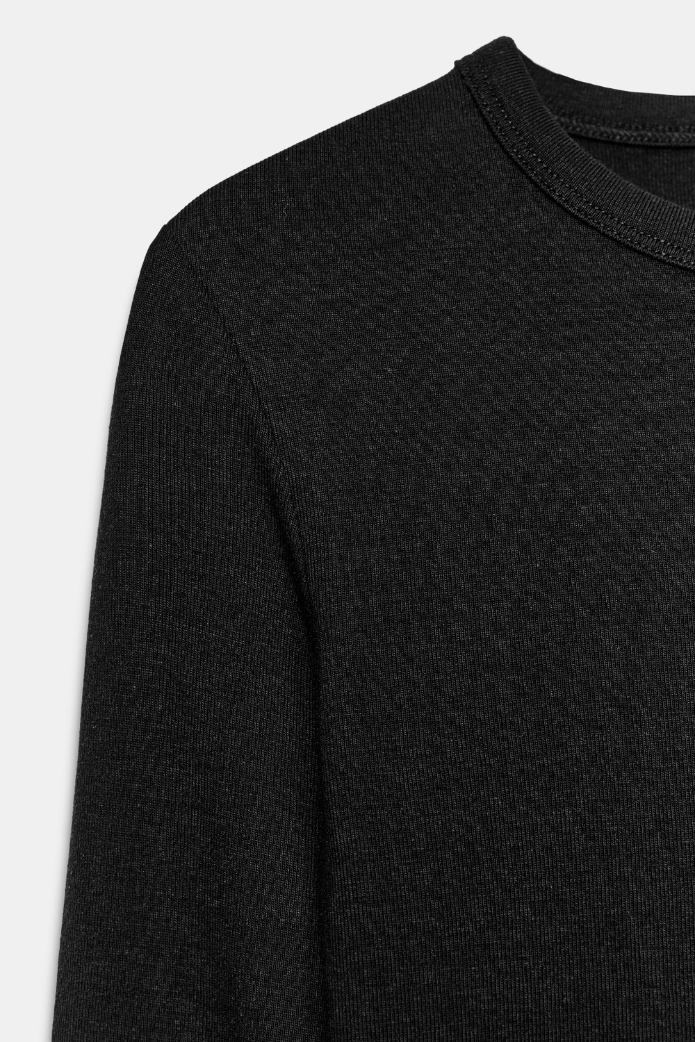 ZARA ХЛОПКОВАЯ ФУТБОЛКА С ДЛИННЫМИ РУКАВАМИ, ЧЕРНЫЙ