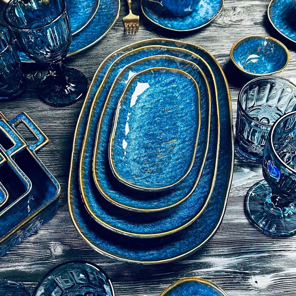 Lenardi 133-303 Овальное блюдо 31х18,5х3,5см AQUAMARINE в под.уп.(х24)Фарфор