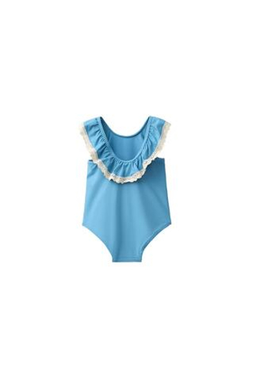 ZARA КУПАЛЬНИК С КОНТРАСТНЫМ КРУЖЕВОМ, НЕФТЯНОЙ