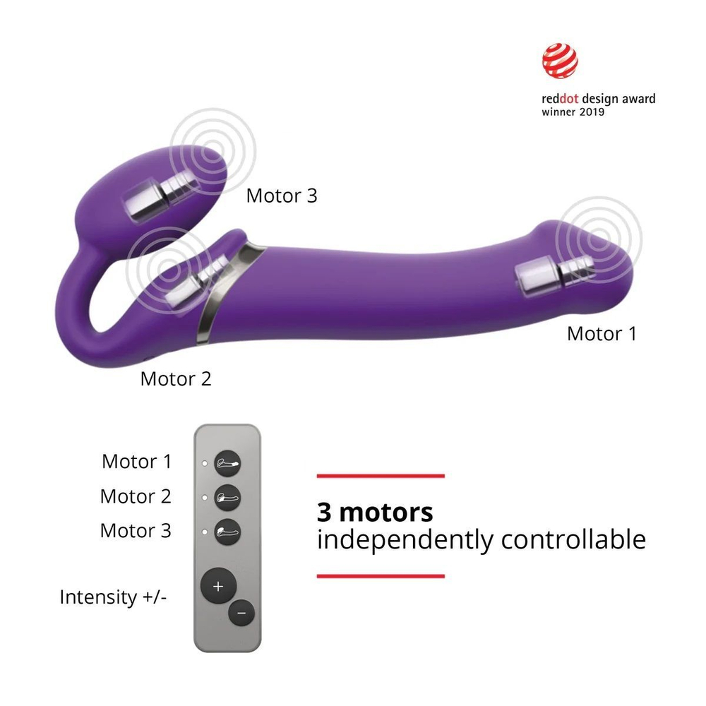 Фиолетовый безремневой вибрострапон Silicone Bendable Strap-On - size XL (Цвет: фиолетовый)